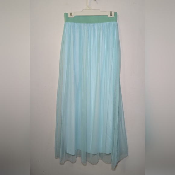Sandro Blue Tulle Layered Maxi Skirt with Elastic Waistband Size EU 40 / US 8 - Picture 2 of 3